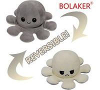 Poulpe en peluche réversible BOLAKER 20cm, Beige + gris Gris G