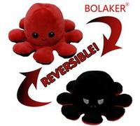 Poulpe en peluche réversible BOLAKER 20cm, Noir rouge G