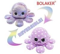 Poulpe en peluche réversible BOLAKER 20cm, Violet + Points blancs violets Violet G