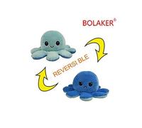 Poulpe en peluche réversible double face BOLAKER 10*20cm, Bleu clair + bleu Bleu