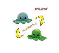 Poulpe en peluche réversible double face 10*20cm, Bleu clair + vert