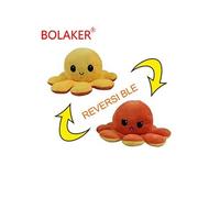 Poulpe en peluche réversible double face 10*20cm, Jaune + orange