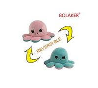 Poulpe en peluche réversible double face 10*20cm, Rose + vert clair