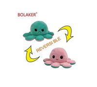Poulpe en peluche réversible double face 10*20cm, Vert + rose