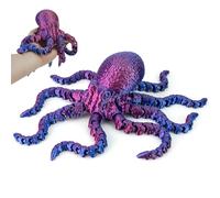 Poulpe imprimé 3D, animaux imprimés 3D, pieuvre articulé flexible, jouets imprimés 3D, design réaliste à fendre, modèle articulé de collection (bleu violet, 25,4 cm)
