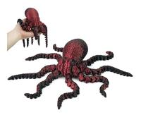 Poulpe imprimé 3D, animaux imprimés 3D, pieuvre articulé flexible, jouets imprimés 3D, design réaliste à fendre, modèle articulé de collection (rouge, 31,8 cm)
