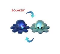 Poulpe LED en peluche réversible 20cm, Bleu + bleu