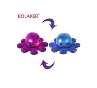 Poulpe LED en peluche réversible 20cm, Bleu + violet