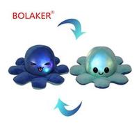 Poulpe LED en peluche réversible BOLAKER 20cm, Bleu + bleu Bleu G