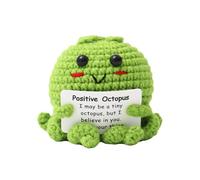 Poulpe positif, poulpe mental positif | pieuvre en tricot avec carte souffle - Décorations tissées à la main, poupées à collectionner pour amis, décoration de bureau