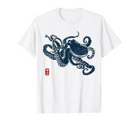 Poulpe Vintage Esthétique Japonaise T-Shirt Graphique avec Valeur, Homme, Blanc, XL