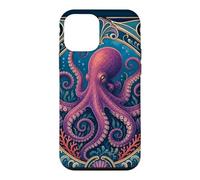 Poulpe Violet Style Vintage Art Nouveau Coque pour iPhone 12 Mini