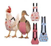Poultry Diapers, 3 Pack Chicken Duck Goose Reusable Canvas Wraps with Elastic Straps, Bowknot, Inner Pocket, Cute Prints, S/M/L(Santa Claus+Red Plaid+Little Tiger,M)