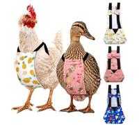 Poultry Diapers, 3 Pack Chicken Duck Goose Reusable Canvas Wraps with Elastic Straps, Bowknot, Inner Pocket, Cute Prints, S/M/L(Yellow Pineapple+Flamingo+Blue Dinosaur,L)