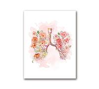 Poumons et Fleur Affiche Impression bronches Aquarelle Anatomie médicale Art Mur Toile Peinture, pour la décoration de Bureau de médecin Pas de Cadre (Size : 50x70 cm No Frame)