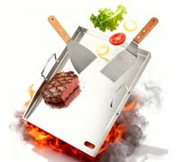 POUMUE 30×4×40cm Plancha Plaque de Cuisson avec 2 Spatules, Plaque de Cuisson en Acier Inoxydable avec Poignée Amovible, Plaque Plancha pour Barbecue Gaz pour Barbecue à Gaz et Barbecue à Charbon