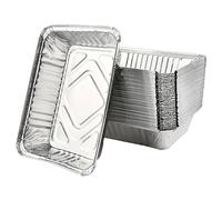 POUMUE 50 Barquette Aluminium Barbecue, 1000ml Plat Aluminium Jetable, Barquette en Aluminium Rectangulaire, Barbecue Plateaux Parfait pour Noël, Nouvel an, Fête, Buffet