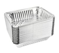 POUMUE Lot de 50 barquettes de barbecue en aluminium - 22 x 15 x 5,5 cm - Pour griller, rôtir, cuisiner - Accessoires de barbecue Weber