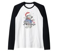 Pound Puppies Christmas Happy Holidays Distressed Style Art Manche Raglan