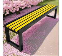 Pounjsd Banc de Jardin Exterieur, Banc Exterieur Jardin sans Dossier, Toutes Saisons, avec Pieds à Cadre en Métal, pour Cour, Balcon, Parc, pelouse, Patio, Cour, école, Douche, vestiaire 100×40×45cm