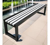 Pounjsd Banc de Jardin Exterieur, Banc Exterieur Jardin sans Dossier, Toutes Saisons, avec Pieds à Cadre en Métal, pour Cour, Balcon, Parc, pelouse, Patio, Cour, école, Douche, vestiaire 100×40×45cm