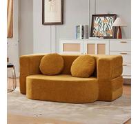 Pounjsd Canapé Convertible 2 Places Fabriqué, Canapé Lit Modulable en Mousse Haute Densité et Tissu Velours Côtelé, Petits canapés pour Petits espaces, Causeuse pour Salon, Chambre ou Petits Espaces