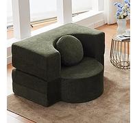 Pounjsd Canapé de Compression Pliable, Canapé-lit Convertible Pliant, Chauffeuse 1 Place avec Housse Amovible et Lavable, canapé modulaire pour Salon Chambre ou Petits Espaces, Green 100cm