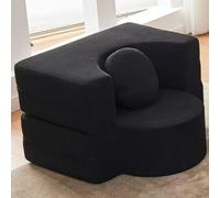 Pounjsd Canapé de Compression Pliable, Canapé-lit Convertible Pliant, Chauffeuse 1 Place avec Housse Amovible et Lavable, canapé modulaire pour Salon Chambre ou Petits Espaces, Black 100cm