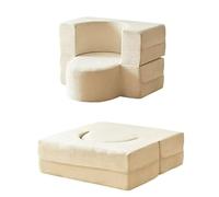 Pounjsd Canapé de Compression Pliable, Canapé-lit Convertible Pliant, Chauffeuse 1 Place avec Housse Amovible et Lavable, canapé modulaire pour Salon Chambre ou Petits Espaces, White 100cm