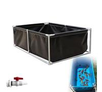 Pounjsd étang à Poissons en Toile avec Support, Bassin Poisson Exterieur Jardin 2m, Piscine Hors Sol rectangulaire, Réservoir d'eau d'aquaculture, 1000 litres, Piscine À Poissons for L'élevage De Koi