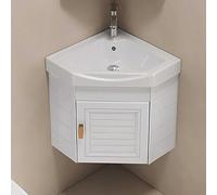 Pounjsd lavabo Salle de Bain avec Meuble, Lave Main Céramique Blanche, Meuble de Rangement avec lavabo, 43×43cm Vasque à Poser, Meuble Lave Main d'angle, pour Salle De Bain Vestiaire WC