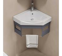 Pounjsd lavabo Triangle Mural en Céramique,Lave Main Meuble WC Suspendu,Lave Main WC avec Meuble Angle,38cm Petit Meuble-lavabo d'angle, lavabo Salle de Bain Mural, pour Salle de Bains et WC