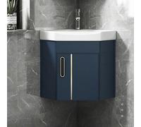 Pounjsd Lave Main Angle, Vasque À Poser Mini, Meuble sous Lave Main d Angle, Meuble de Rangement avec lavabo, lavabo Salle de Bain 15in, lavabo et Armoire Triangle pour Cuisine terrasse Chambre WC