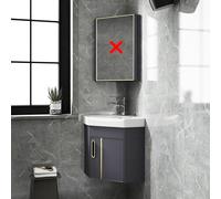 Pounjsd Lave Main WC avec Meuble, lavabo Angle WC 38cm, Meuble Vasque Angle, Meuble Lave Main avec Vasque, lavabo Salle de Bain sur piec,lavabo en Coin avec Placard pour Salle de Bains, Gris