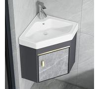 Pounjsd Meuble d'angle sous Lave Main WC avec Vasque, Lave Main d'angle WC, 38/43/48cm, Mini Meuble Salle de Bain avec Vasque, Corner Sink, lavabo Triangle Mural en Céramique, lavabo Mural Garage