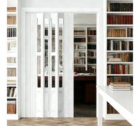 Pounjsd porte accordéon interieur, séparation de pièce coulissante, Porte-moustiquaire Accordéon de 180/190/195/200/203 cm de Hauteur, porte coulissante pliante pvc pour cuisine, buanderie