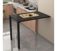 Pounjsd Table Murale Rabattable Cuisine, Table Retractable Murale, Pliante Murale en Bois, escamotable Murale, Bureau Pliable Mural pour la Cuisine, la Chambre, Le Salon, Le Bureau 75×50×75cm-Noir