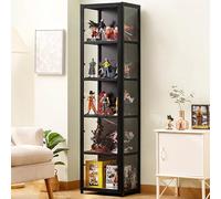Pounjsd vitrine en Acrylique pour Collection, vitrine en Acrylique, Meuble vitrine pour Collection, Armoire vitrine pour Collection Noir, Armoires de curiosités, bibliothèque Bois et Noir