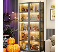 Pounjsd Vitrine en Acrylique Transparente pour Collection, Meuble Cabinet de Curiosités et Presentoir pour Figurines avec Etagères - Bureau 62*33*130cm