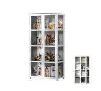 Pounjsd vitrine Transparente pour Salon, Vitrine pour Objet de Collection, vitrine pour Collection Bois et Acrylique, vitrine fermée pour Collection poupée, vitrine en Acrylique Figurine Blanc