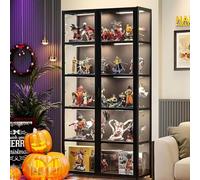 Pounjsd vitrine Transparente pour Salon, Vitrine pour Objet de Collection, vitrine pour Collection Bois et Acrylique, vitrine fermée pour Collection poupée, vitrine en Acrylique Figurine Noir