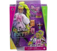 Poup e Barbie Extra et accessoires Barbie avec cheveux vert fluo, boa en plumes et perroquet de compagnie