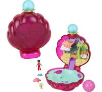 Poup es et accessoires Polly Pocket Sparkle Beach Shell Compact avec micro-poup e et jouet de voyage Ocean Pet avec jeu d'eau