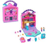 Poup es et jeu Polly Pocket Pollyville Fresh Market avec 2 micro-poup es et 12 accessoires, dont une voiture jouet et un animal de compagnie