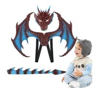 Poupangke Ailes de dragon pour enfants, ensemble de costumes de dragon,Ensemble de housses de visage de queue d'ailes cosplay de dinosaure pour bébé - Enfants unisexes habillent des accessoires Dino