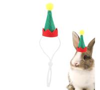 Poupangke Chapeau de Noël pour petit animal de compagnie | Chapeau costume pour petit animal de compagnie pour Noël - Chapeau de Noël rouge avec bande élastique réglable pour hamster, guinée,