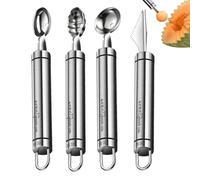 Poupangke Ensemble de cuillères de fruits de cuisine, cuillère à boule | Set de 4 scoops de sculpture,Cutter sculpté multifonctionnel, cuillère à boules de melon pour maison, café, restaurant, hôtel