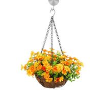 Poupangke Paniers suspendus artificiels avec fleurs, panier à suspendre pour la maison et l'extérieur, pot de fleurs artificielles avec panier pour décoration intérieure et extérieure