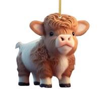 Poupangke Pendentif de voiture de vache de dessin animé - Ornement d'arbre de Noël de vache animale de bande dessinée | Ornements d'arbre de Noël double face avec lanière, décoration de la maison pour