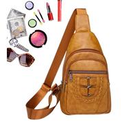 Poupangke Sacs à bandoulière pour femme | Sac de voyage sac de poitrine - Sac à bandoulière - Sac banane imperméable pour le travail, les voyages, le shopping, jaune, 1
